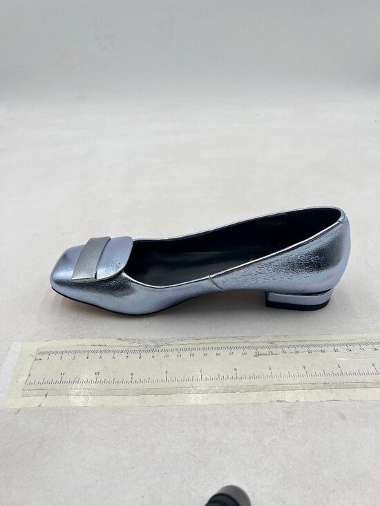 Amazon.com | FSJ Women Glossy Metal Decoration Square Toe  FSJ Cornflower Blue Glossy Metal Decoration Square Toe Low Heel Slip On Pumps